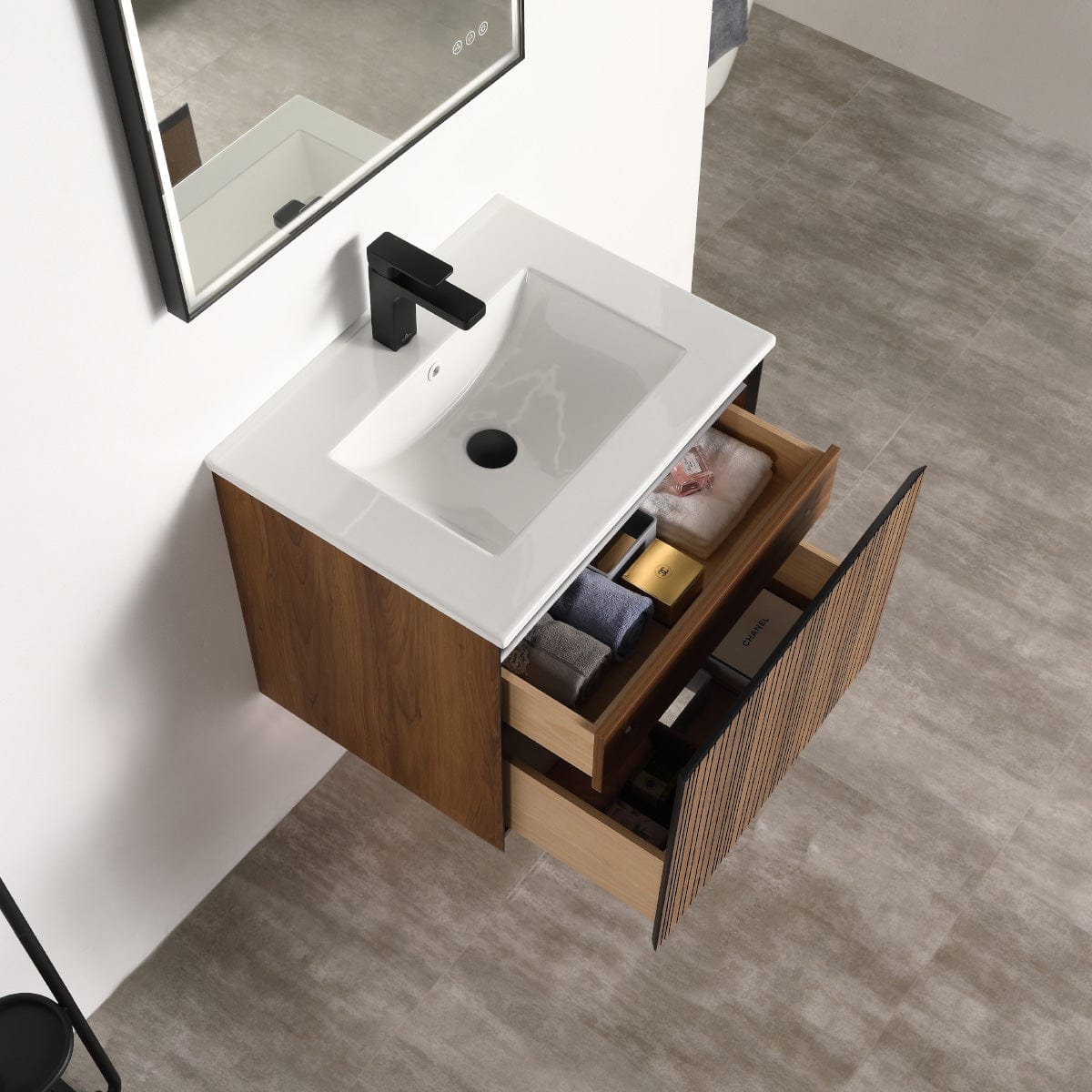 Blossom V8043 24 19 Blossom Lille – 24 Inch Vanity – Brown Walnut Strip - Brown Walnut Strip V8043 24 19