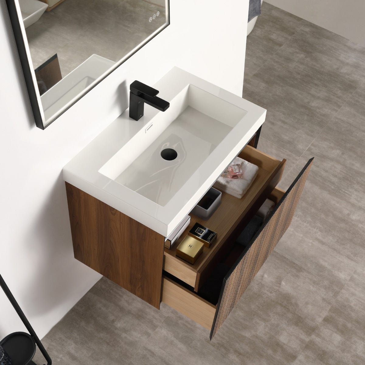 Blossom V8043 30 19 Blossom Lille – 30 Inch Vanity – Brown Walnut Strip - Brown Walnut Strip V8043 30 19