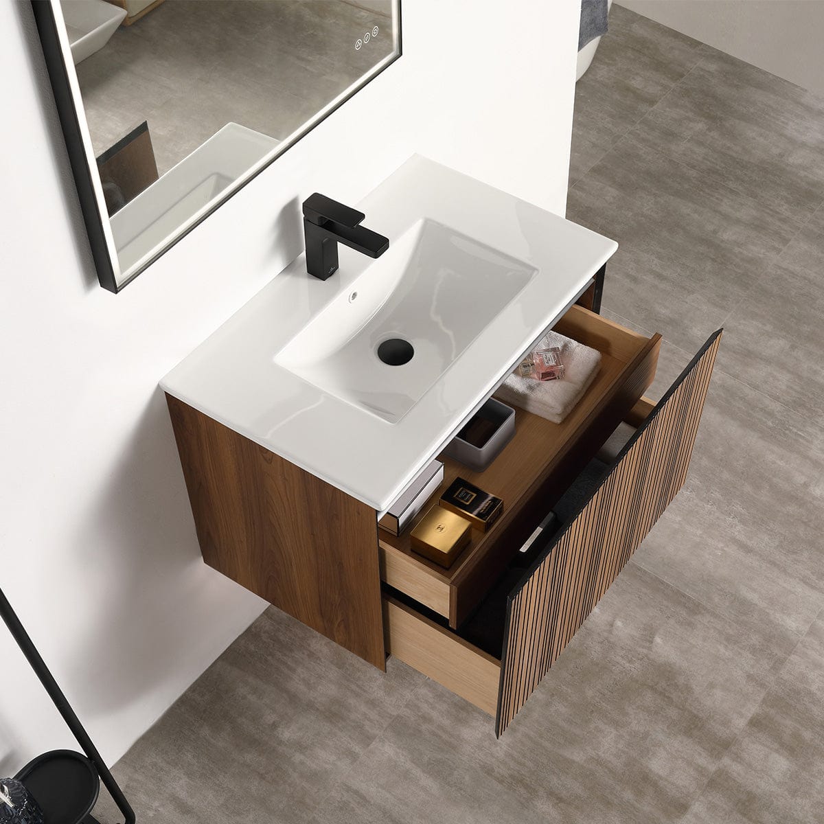 Blossom V8043 30 19 Blossom Lille – 30 Inch Vanity – Brown Walnut Strip - Brown Walnut Strip V8043 30 19