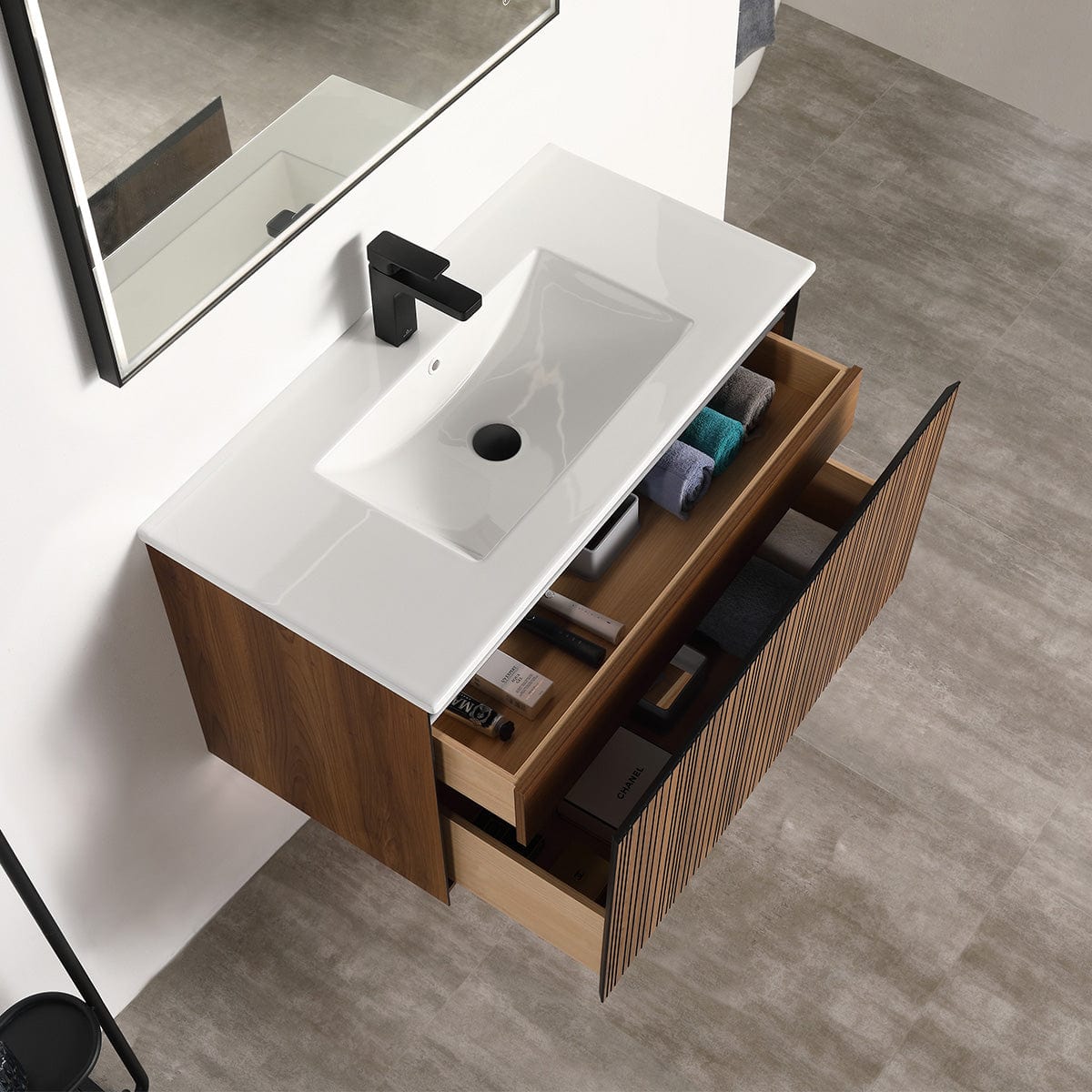 Blossom V8043 36 19 Blossom Lille – 36 Inch Vanity – Brown Walnut Strip - Brown Walnut Strip V8043 36 19