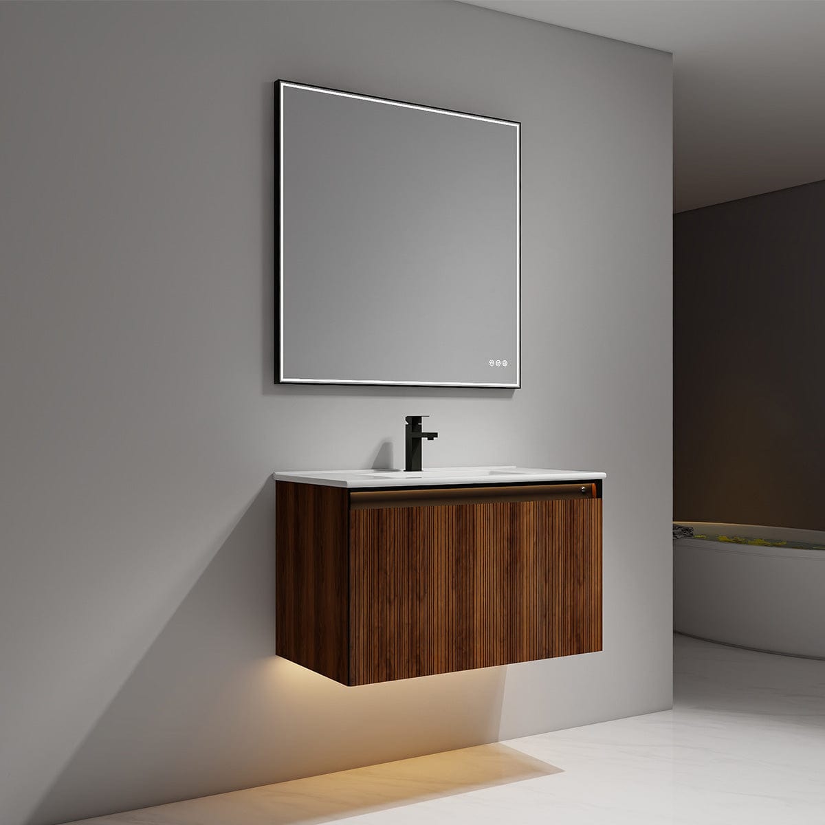 Blossom V8043 36 19 Blossom Lille – 36 Inch Vanity – Brown Walnut Strip - Brown Walnut Strip V8043 36 19