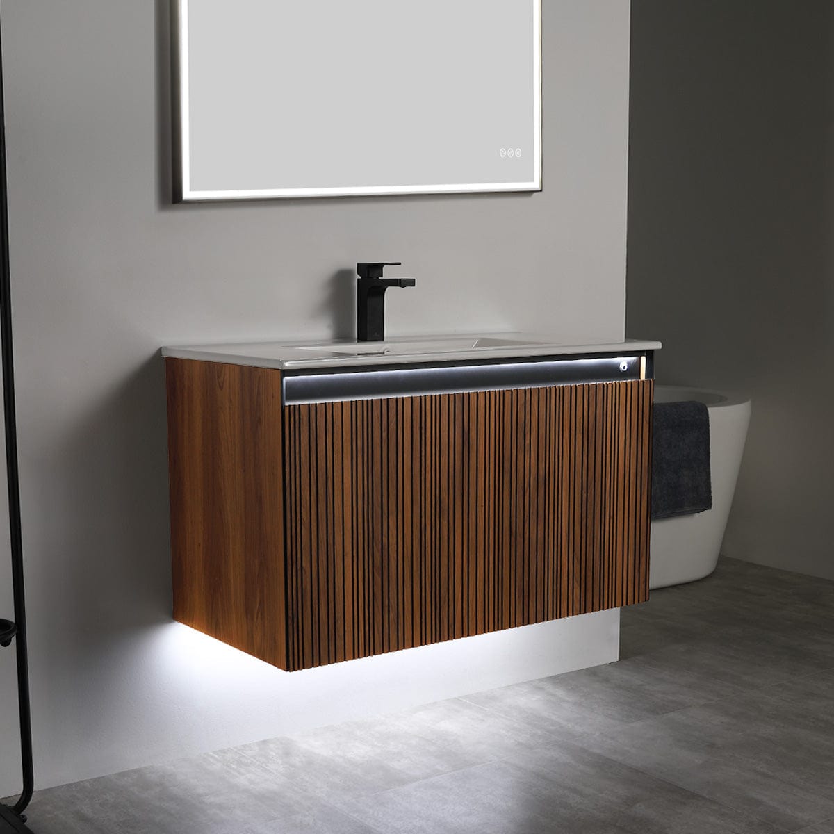 Blossom V8043 36 19 Blossom Lille – 36 Inch Vanity – Brown Walnut Strip - Brown Walnut Strip V8043 36 19