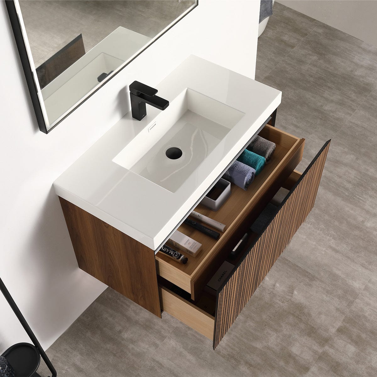 Blossom V8043 36 19 Blossom Lille – 36 Inch Vanity – Brown Walnut Strip - Brown Walnut Strip V8043 36 19