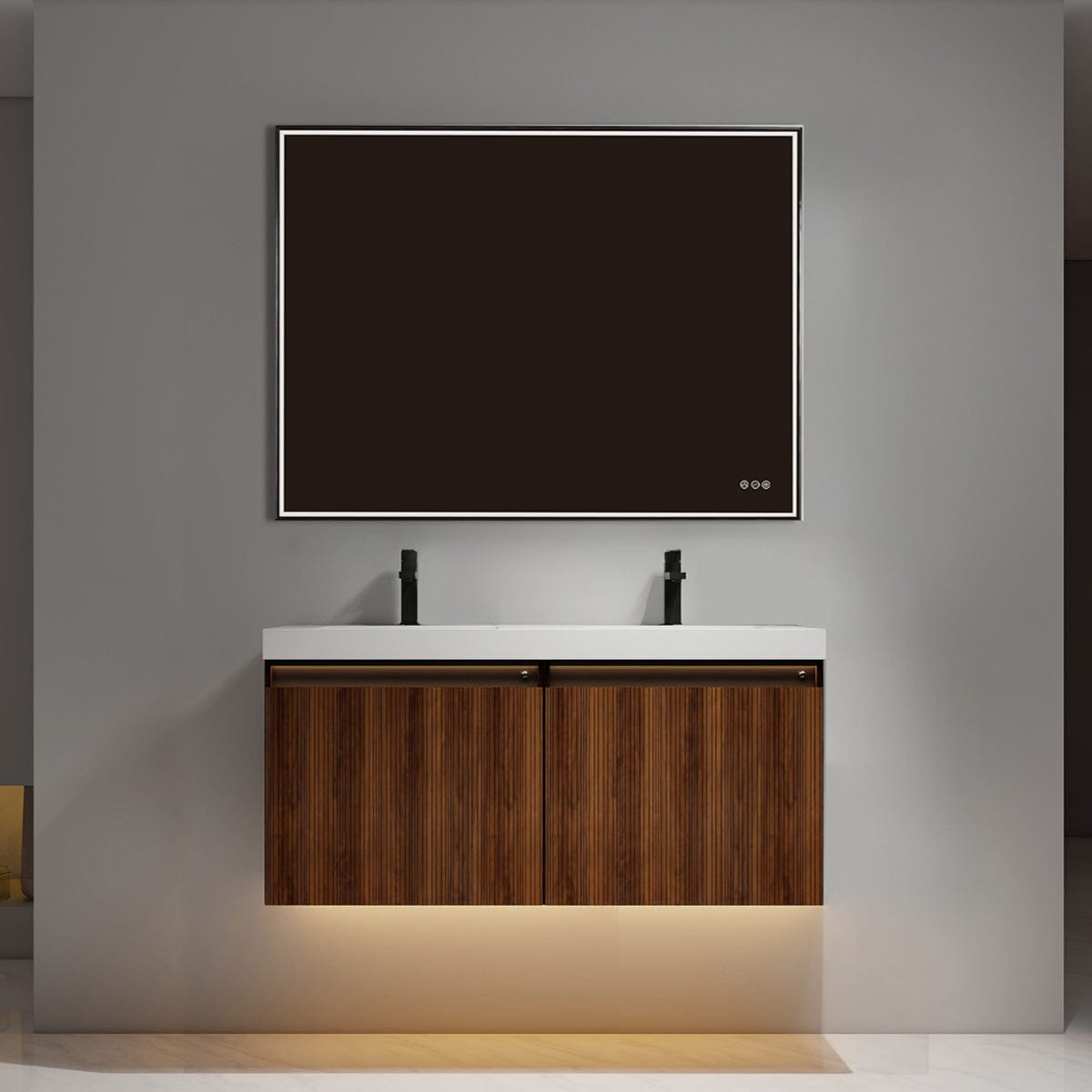 Blossom V8043 48 19 Blossom Lille – 48 Inch Double Vanity – Brown Walnut Strip - Brown Walnut Strip V8043 48 19