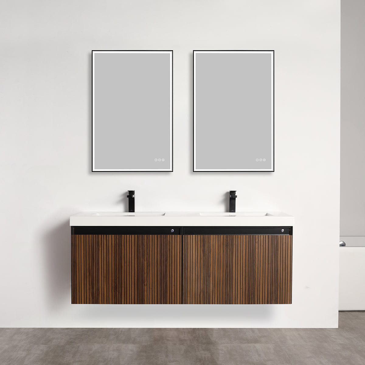 Blossom V8043 60 19 Blossom Lille – 60 Inch Double Vanity – Brown Walnut Strip - Brown Walnut Strip V8043 60 19