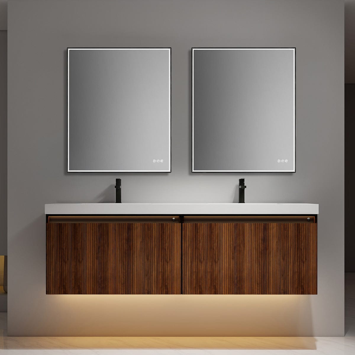 Blossom V8043 72 19 Blossom Lille – 72 Inch Double Vanity – Brown Walnut Strip - Brown Walnut Strip V8043 72 19