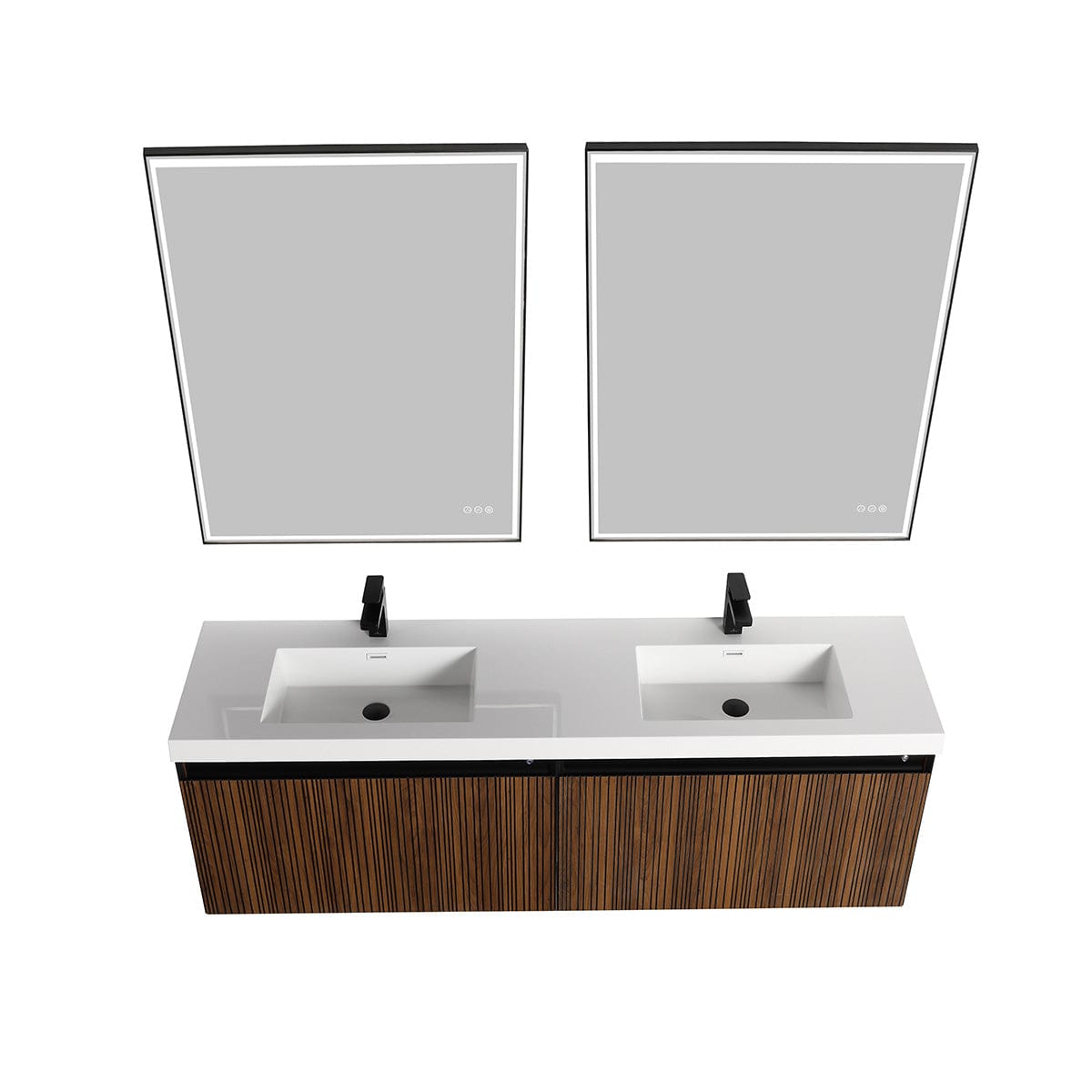 Blossom V8043 72 19 Blossom Lille – 72 Inch Double Vanity – Brown Walnut Strip - Brown Walnut Strip V8043 72 19