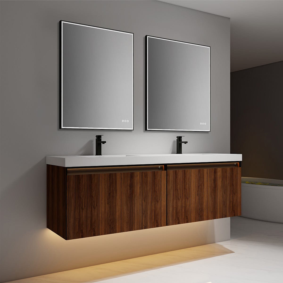 Blossom V8043 72 19 Blossom Lille – 72 Inch Double Vanity – Brown Walnut Strip - Brown Walnut Strip V8043 72 19