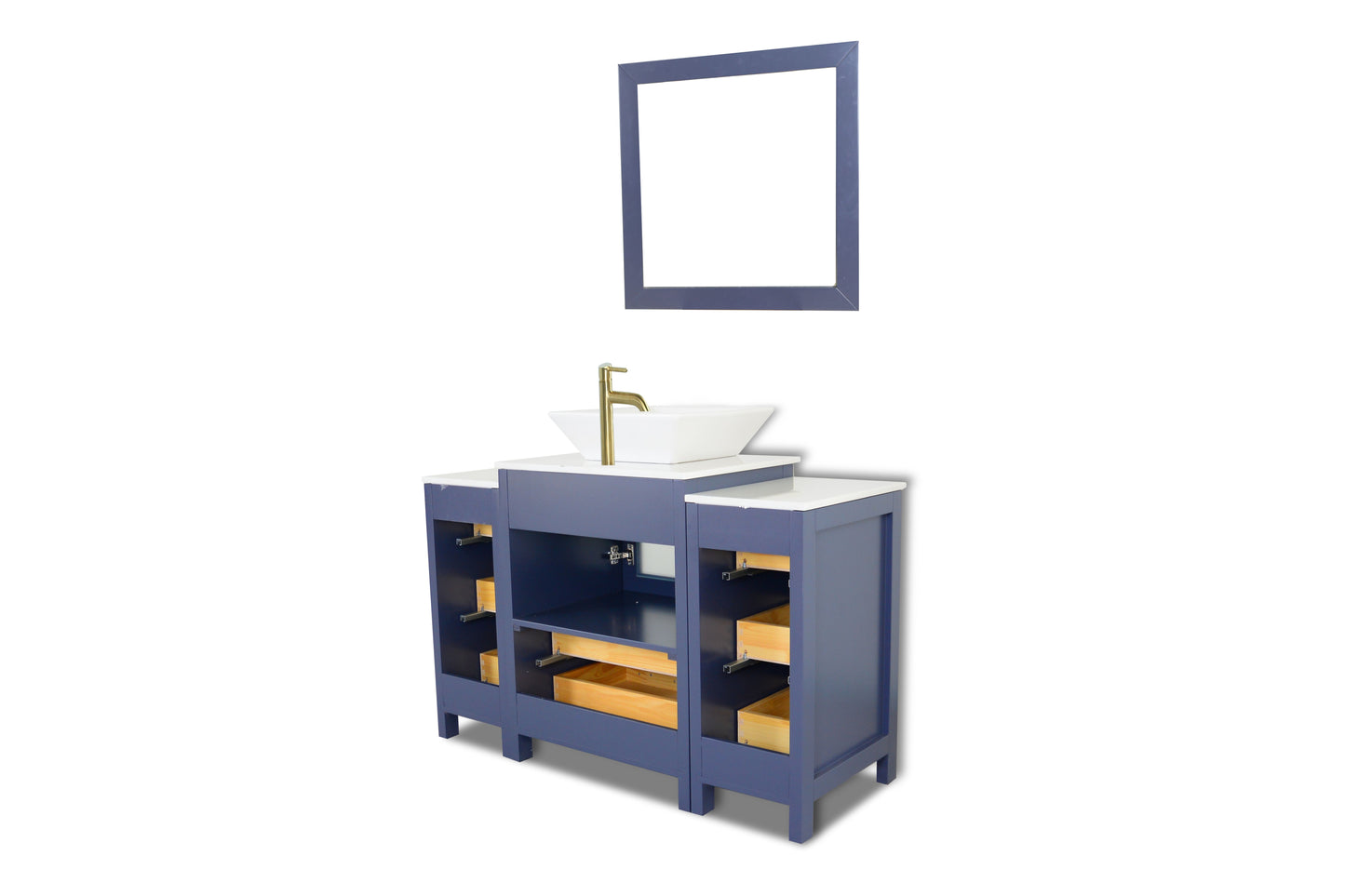 48 Inch Single Sink Bathroom Vanity in Blue with Marble Countertop - Vanity Art VA3124-48B