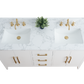 60 Inch Double Sink Bathroom Vanity in White with Marble Countertop - Vanity Art VA9060-DW