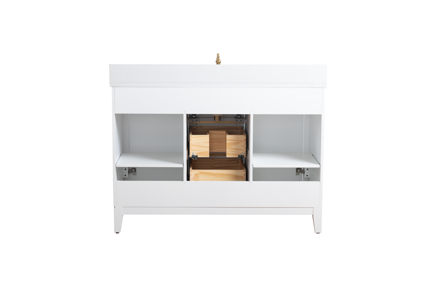 48 Inch Single Sink Bathroom Vanity in White with Marble Countertop - Vanity Art VA8048-W