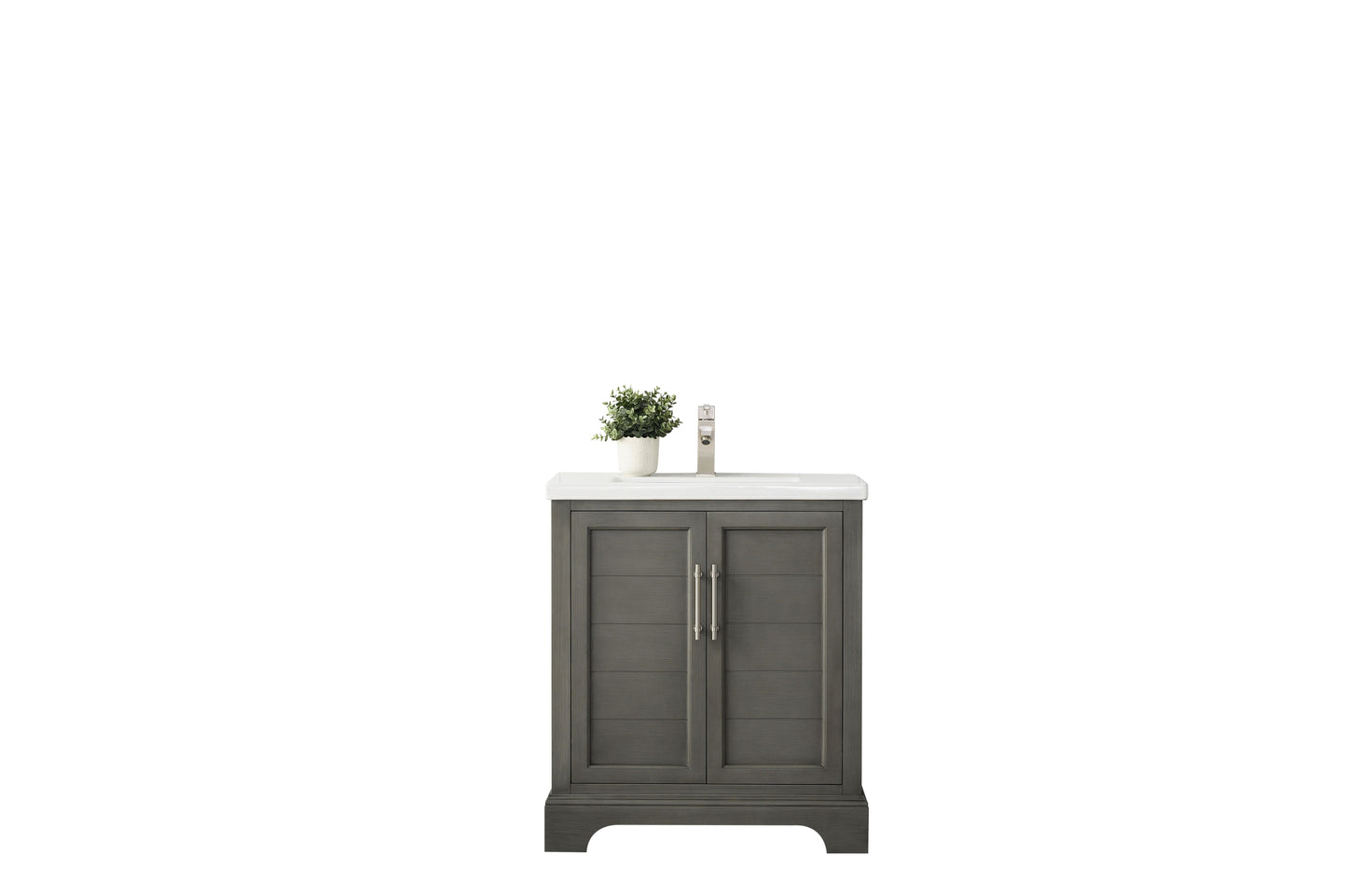 30 Inch Single Sink Bathroom Vanity in Gray with Ceramic Sink and Countertop - Vanity Art VA5030-SG