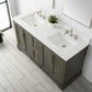 60 Inch Double Sink Bathroom Vanity in Gray with Marble Countertop & Backsplash - Vanity Art VA5060-DSG