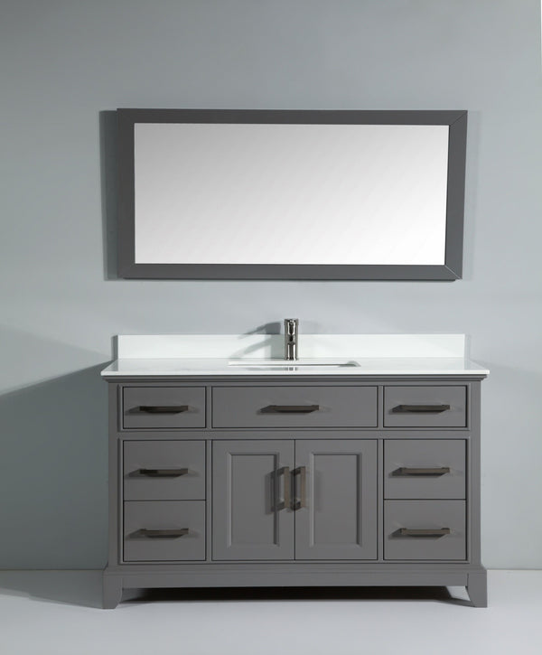 60 Inch Single Sink Bathroom Vanity in Gray with White Marble Countertop - Vanity Art VA1060SG