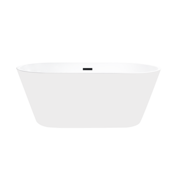 54 Inch Freestanding White Acrylic Bathtub with Overflow And Pop-Up Drain - Vanity Art VA6815-NXSW-MB