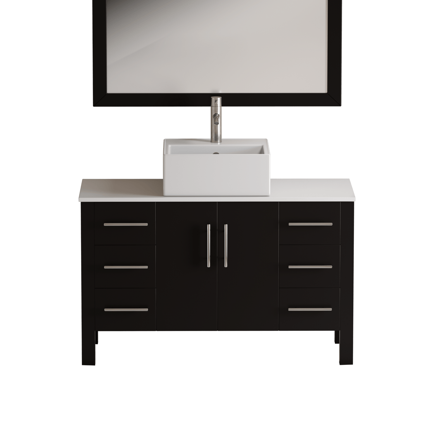 Cambridge Plumbing 8116-BN Complete 48" Espresso Bathroom Vanity Set with Brushed Nickel Plumbing (8116-BN)