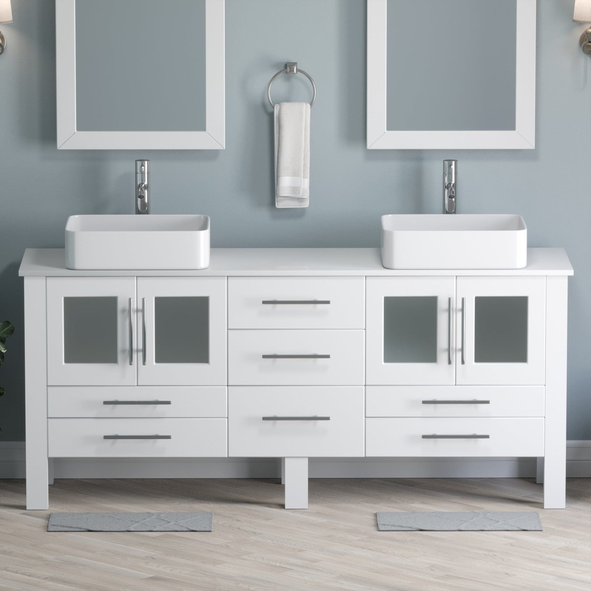 Cambridge Plumbing 8119XLW Complete 71" White Vanity Set with Polished Chrome Plumbing (8119XLW)