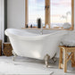 Cambridge Plumbing ADES-NH-BN Acrylic Double Slipper Soaking Tub with Continuous Rim and Brushed Nickel Feet (ADES-NH-BN)