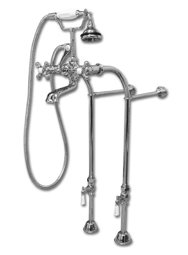 Cambridge Plumbing CAM398463-CP Clawfoot Tub Freestanding British Telephone Faucet & Hand Held Shower Combo - Polished Chrome (CAM398463-CP)