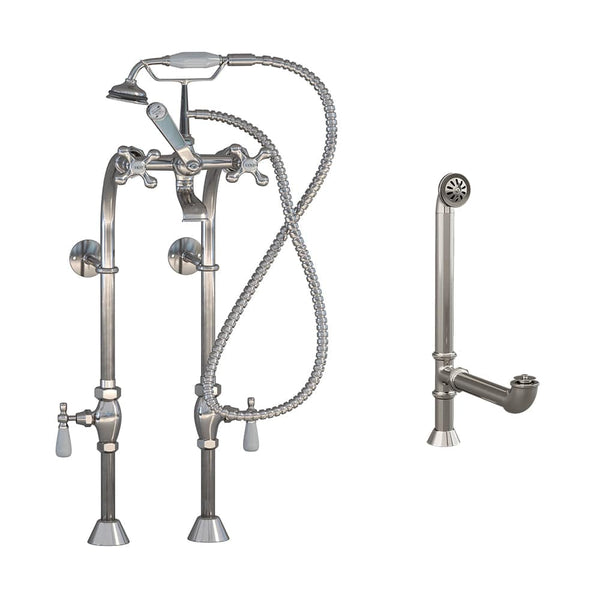 Cambridge Plumbing CAM398463-PKG-BN Complete Brushed Nickel Freestanding Plumbing Package for Clawfoot Tub (CAM398463-PKG-BN)