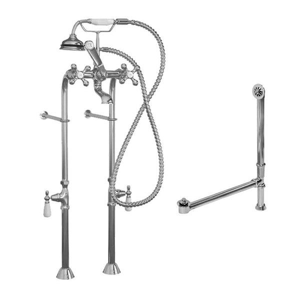 Cambridge Plumbing CAM398463-PKG-CP Complete Polished Chrome Freestanding Plumbing Package for Clawfoot Tub (CAM398463-PKG-CP)