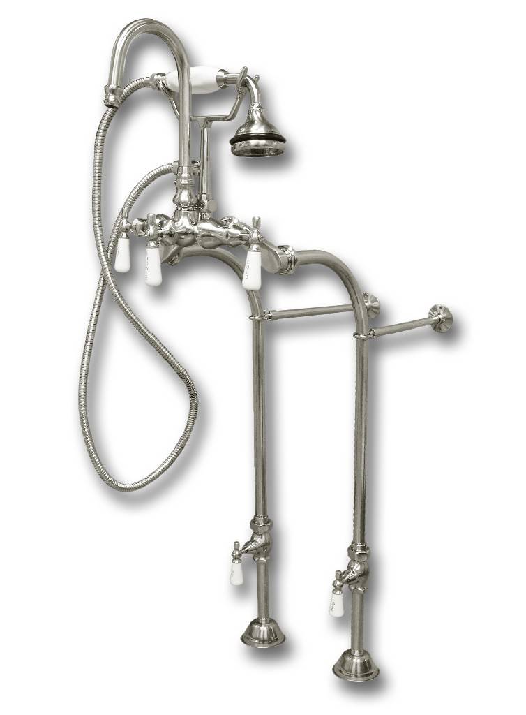 Cambridge Plumbing CAM398684-BN Clawfoot Tub Freestanding English Telephone Gooseneck Faucet & Hand Held Shower Combo - Brushed Nickel (CAM398684-BN)