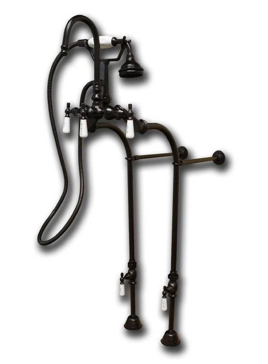 Cambridge Plumbing CAM398684-ORB Clawfoot Tub Freestanding English Telephone Gooseneck Faucet & Hand Held Shower Combo - Oil Rubbed Bronze (CAM398684-ORB)