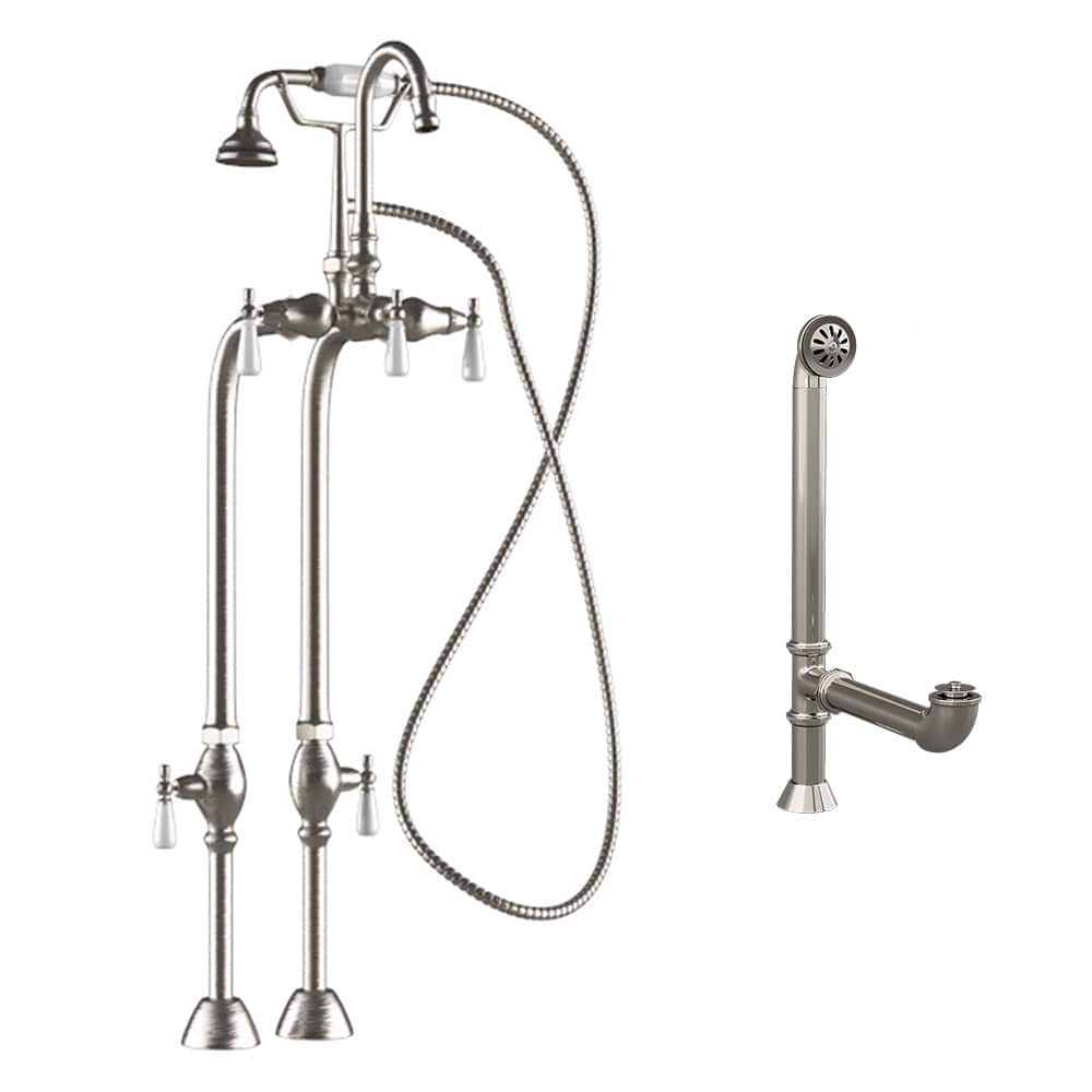 Cambridge Plumbing CAM398684-PKG-BN Complete Brushed Nickel Freestanding Plumbing Package for Clawfoot Tub (CAM398684-PKG-BN)