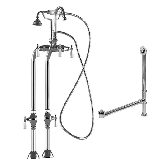 Cambridge Plumbing CAM398684-PKG-CP Complete Polished Chrome Freestanding Plumbing Package for Clawfoot Tub (CAM398684-PKG-CP)