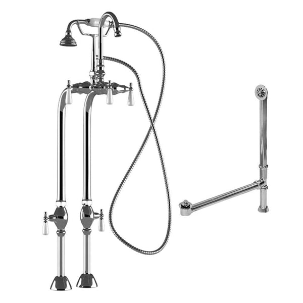 Cambridge Plumbing CAM398684-PKG-CP Complete Polished Chrome Freestanding Plumbing Package for Clawfoot Tub (CAM398684-PKG-CP)