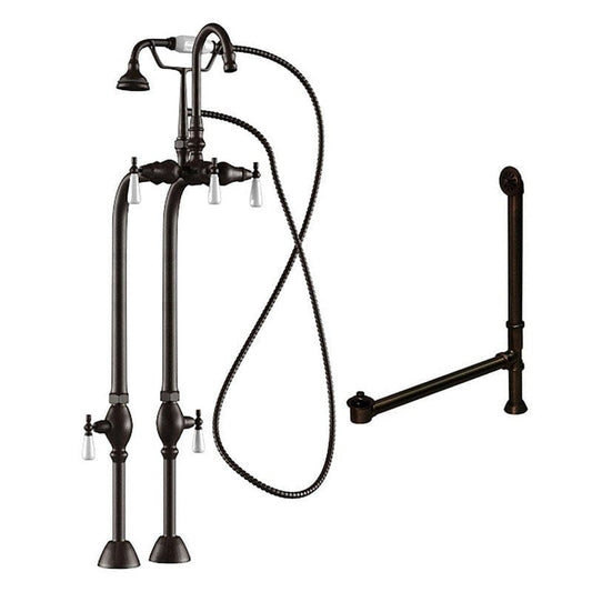 Cambridge Plumbing CAM398684-PKG-ORB Complete Oil Rubbed Bronze Freestanding Plumbing Package for Clawfoot Tub (CAM398684-PKG-ORB)