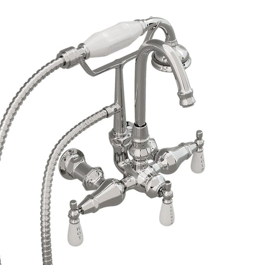 Cambridge Plumbing CAM684BTW-CP Clawfoot Tub Brass Wall Mount Faucet with Hand Held Shower - Polished Chrome (CAM684BTW-CP)