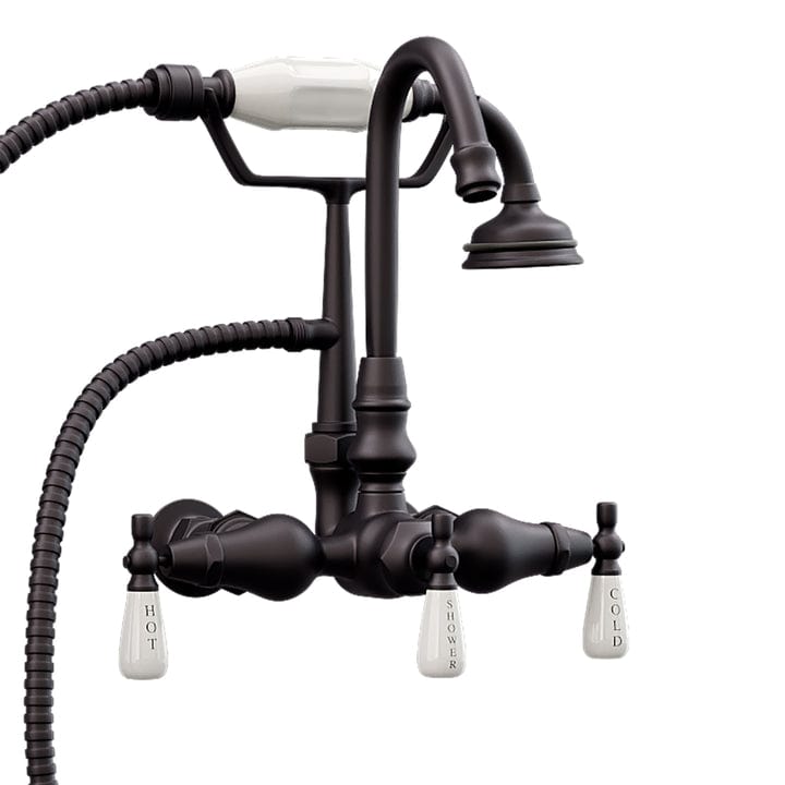 Cambridge Plumbing CAM684BTW-ORB Clawfoot Tub Brass Wall Mount Faucet with Hand Held Shower - Oil Rubbed Bronze (CAM684BTW-ORB)