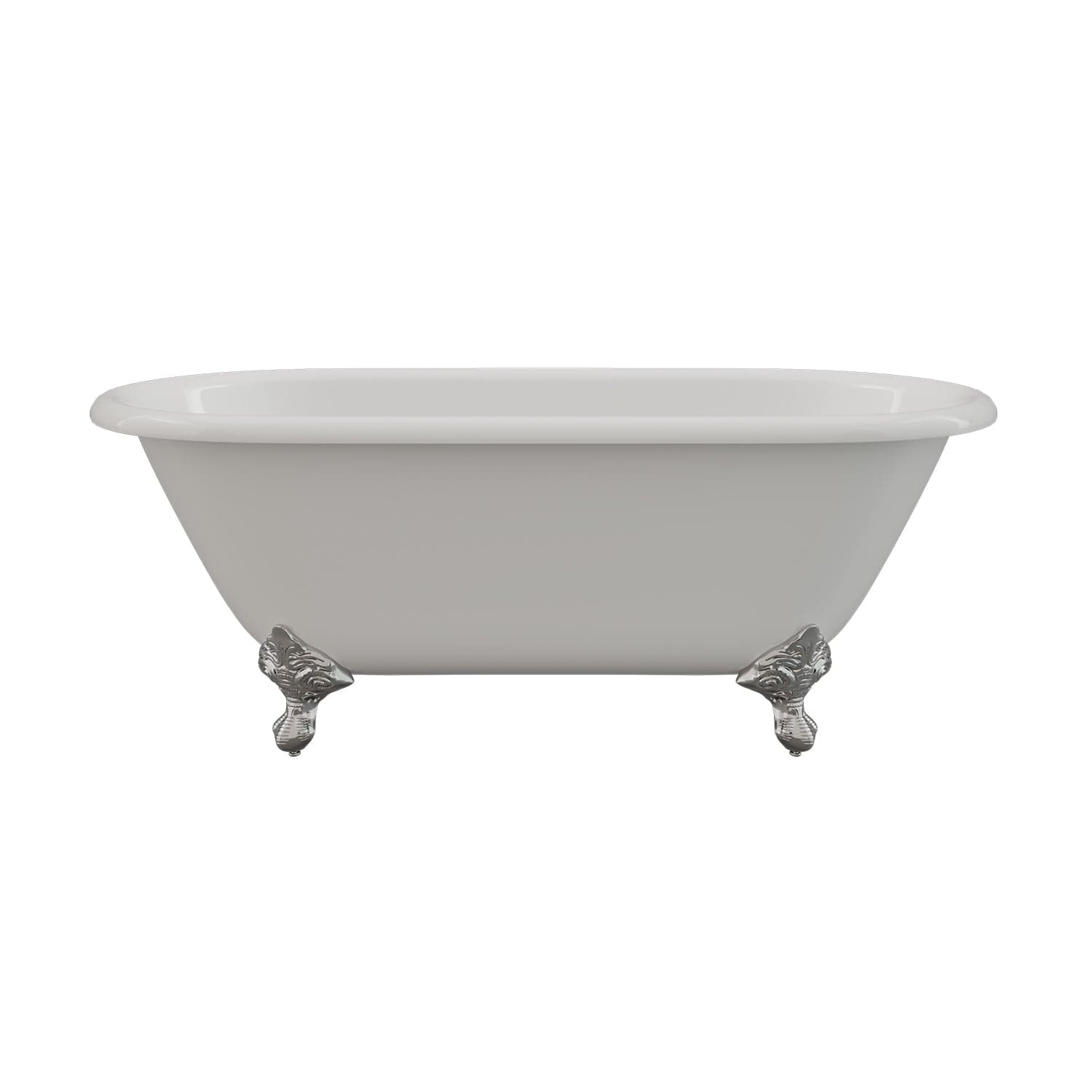 Cambridge Plumbing DE-60-NH-CP Cast Iron Double Ended Clawfoot Tub 60" x 30" with Polished Chrome Feet (No Faucet Drillings) (DE-60-NH-CP)