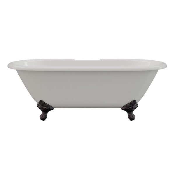 Cambridge Plumbing DE-67-DH-ORB Cast Iron Double Ended Clawfoot Tub 67 x 30 with 7 Deck Mount Faucet Drillings and Oil Rubbed Bronze Feet (DE-67-DH-ORB)