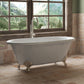 Cambridge Plumbing DE60-150-PKG-BN-NH Cast Iron Double Ended Clawfoot Tub 60" x 30" with Complete Brushed Nickel Modern Freestanding Tub Filler + Hand Held Shower Assembly Plumbing Package (No Faucet Drillings) (DE60-150-PKG-BN-NH)