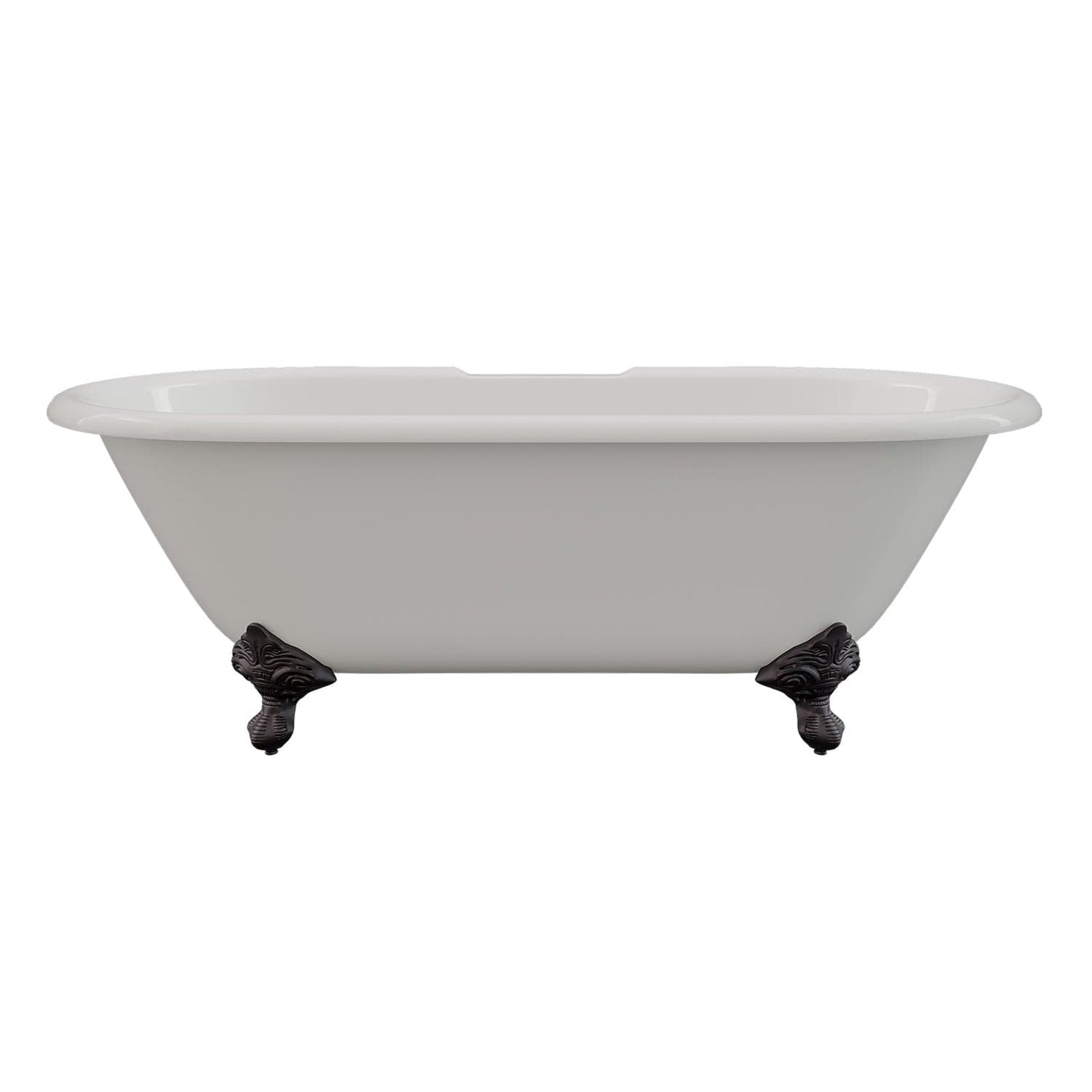 Cambridge Plumbing DE67-684D-PKG-ORB-7DH Cast Iron Double Ended Clawfoot Tub 67" x 30" with 7" Deck Mount Faucet Drillings, English Telephone Style Faucet Complete Brushed Nickel Plumbing Package (DE67-684D-PKG-ORB-7DH)