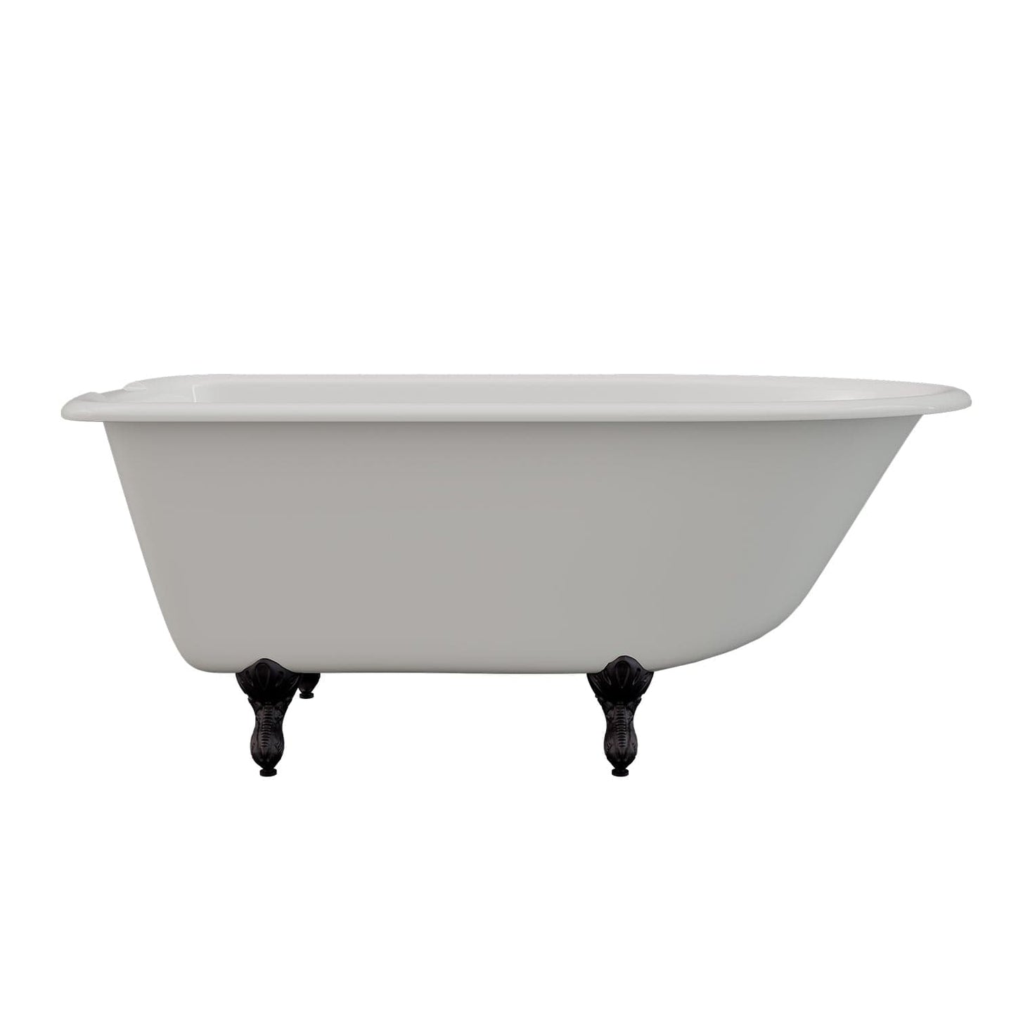 Cambridge Plumbing RR55-DH-ORB Cast Iron Rolled Rim Clawfoot Tub 55" x 30" with 7" Deck Mount Faucet Drillings, and Oil Rubbed Bronze Feet (RR55-DH-ORB)