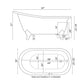 Cambridge Plumbing ST61-150-PKG-BN-NH Cast Iron Slipper Clawfoot Tub 61" x 30" with Complete Brushed Nickel Modern Freestanding Tub Filler + Hand Held Shower Assembly Plumbing Package (No Faucet Drillings) (ST61-150-PKG-BN-NH)