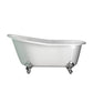 Cambridge Plumbing ST61-150-PKG-CP-NH Cast Iron Slipper Clawfoot Tub 61" x 30" with Complete Polished Chrome Modern Freestanding Tub Filler + Hand Held Shower Assembly Plumbing Package (No Faucet Drillings) (ST61-150-PKG-CP-NH)