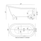 Cambridge Plumbing ST61-463D-2-PKG-CP-7DH Cast Iron Slipper Clawfoot Tub 61" x 30" with 7" Deck Mount Faucet Drillings, and Complete Polished Chrome Plumbing Package (ST61-463D-2-PKG-CP-7DH)