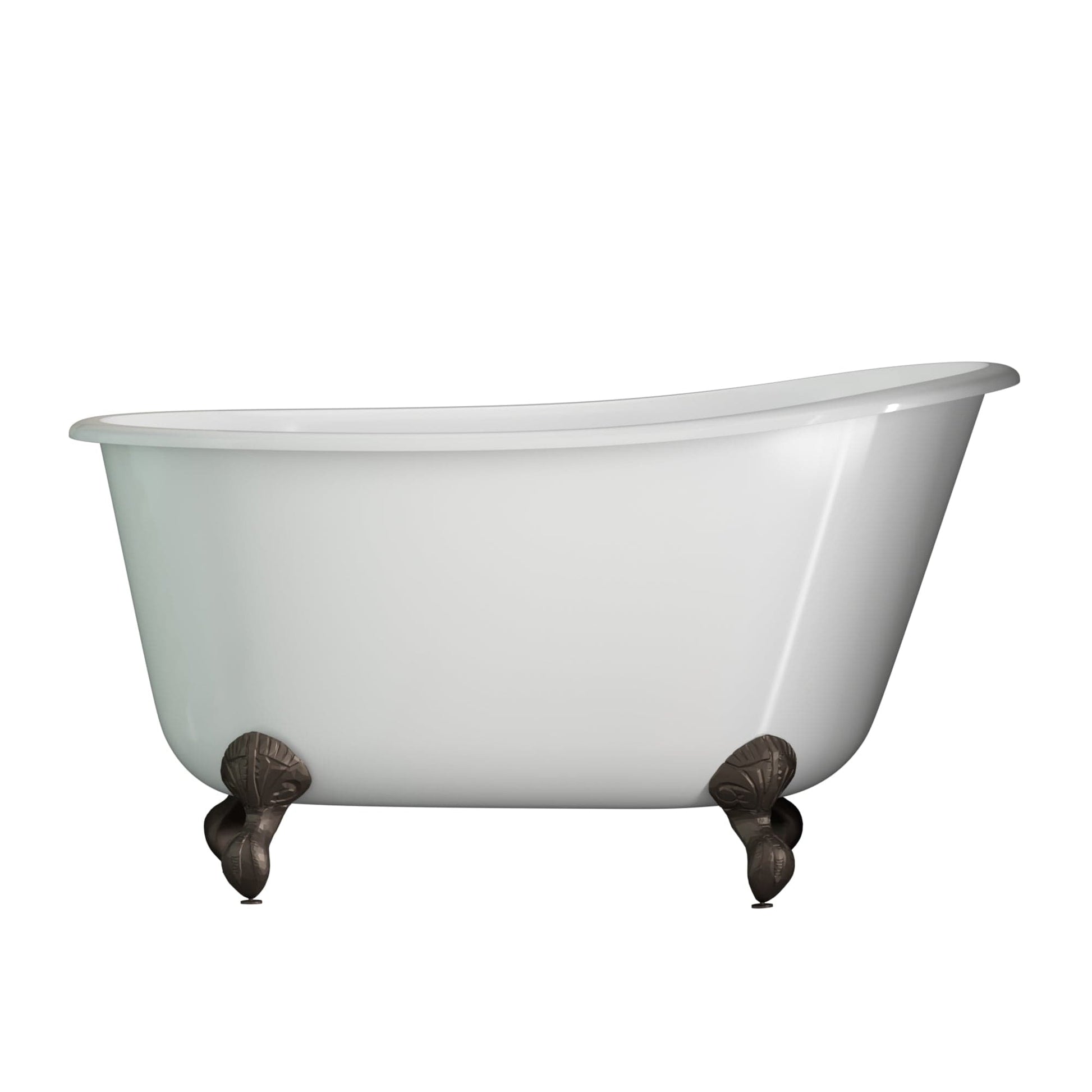 Cambridge Plumbing SWED54-150-PKG-ORB-NH Cast Iron Swedish Slipper Tub 54" x 30" with Complete Oil Rubbed Bronze Modern Freestanding Tub Filler with Hand Held Shower Assembly Plumbing Package (No Faucet Drillings) (SWED54-150-PKG-ORB-NH)