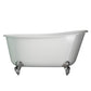 Cambridge Plumbing SWED58-150-PKG-CP-NH Cast Iron Swedish Slipper Tub 58" x 30" with Complete Polished Chrome Modern Freestanding Tub Filler + Hand Held Shower Assembly Plumbing Package (No Faucet Drillings) (SWED58-150-PKG-CP-NH)