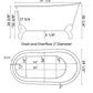 Cambridge Plumbing SWED58-150-PKG-CP-NH Cast Iron Swedish Slipper Tub 58" x 30" with Complete Polished Chrome Modern Freestanding Tub Filler + Hand Held Shower Assembly Plumbing Package (No Faucet Drillings) (SWED58-150-PKG-CP-NH)