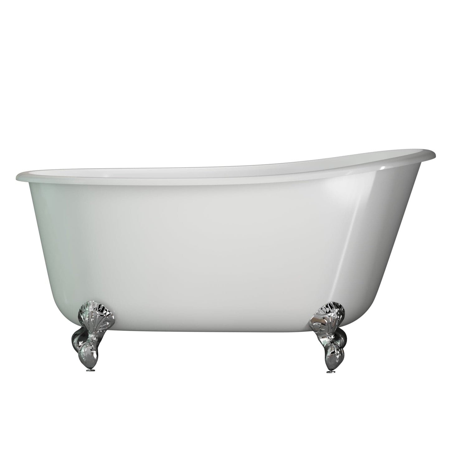 Cambridge Plumbing SWED58-398463-PKG-CP-NH Cast Iron Swedish Slipper Tub 58" x 30" with Complete Polished Chrome Plumbing Package (No Faucet Drillings) (SWED58-398463-PKG-CP-NH)