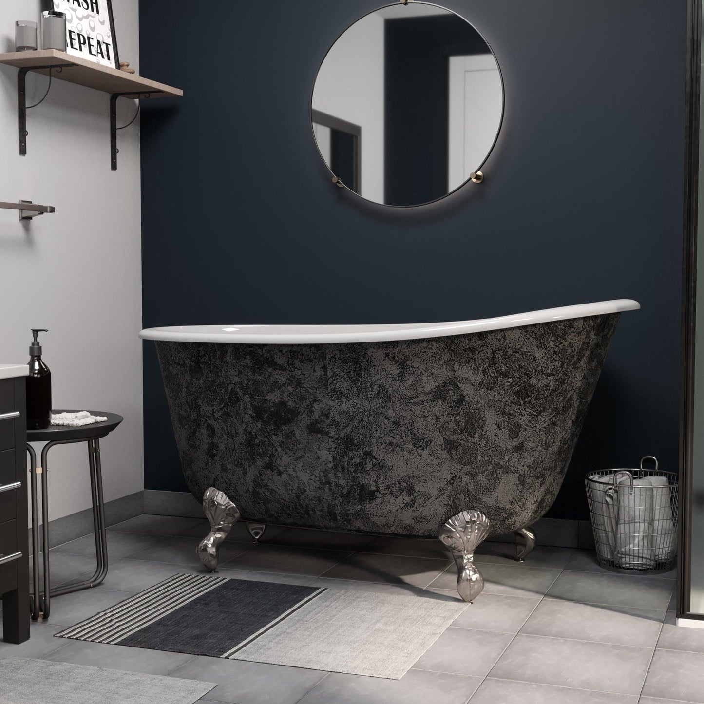 Cambridge Plumbing SWED58-NH-BN-SP Scorched Platinum 58” Swedish Clawfoot Tub With Brushed Nickel Feet (SWED58-NH-BN-SP)