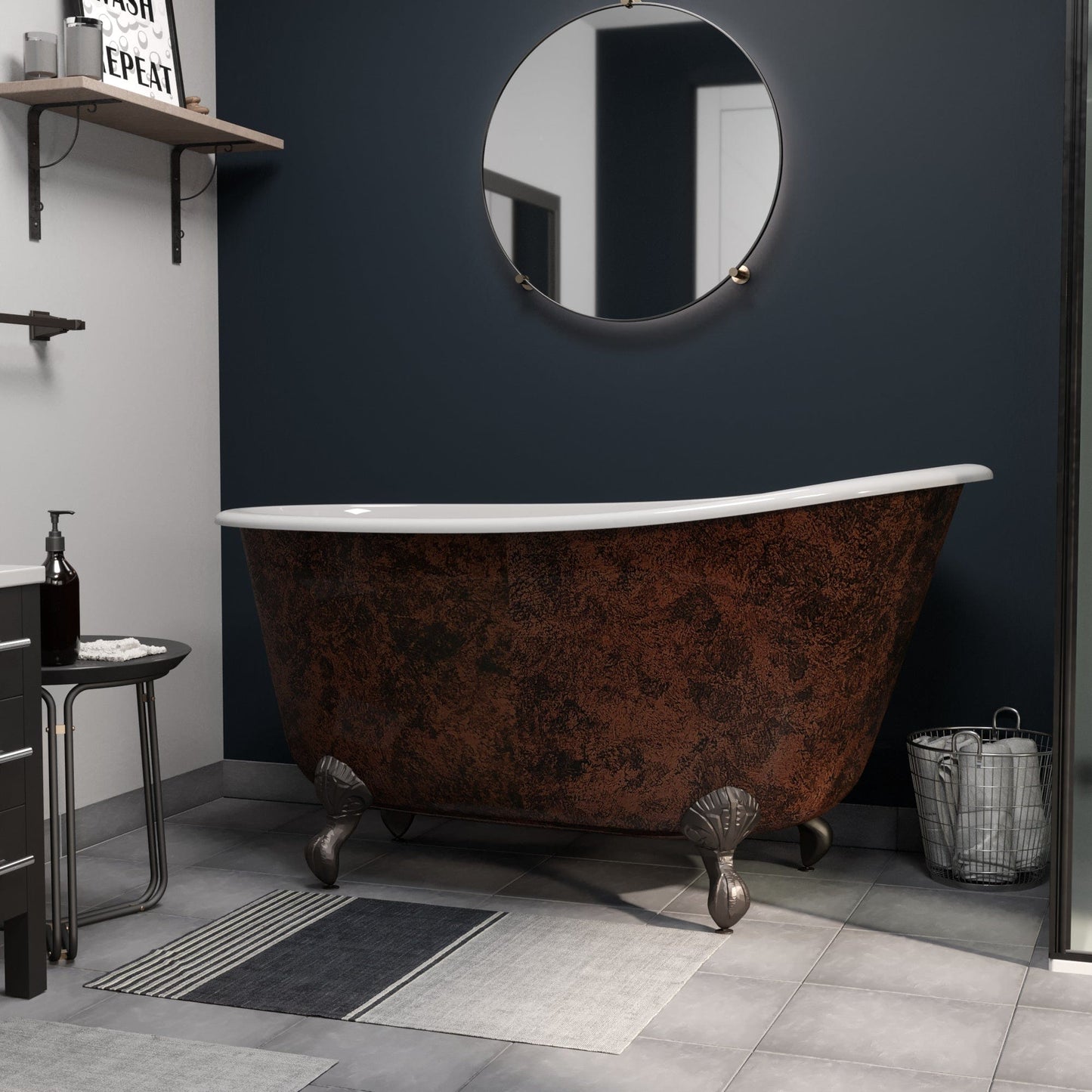 Cambridge Plumbing SWED58-NH-ORB-CB Cast Iron Clawfoot Bathtub 58" x 30" Faux Copper Bronze Finish on Exterior with No Faucet Drillings and Oil Rubbed Bronze Feet (SWED58-NH-ORB-CB)