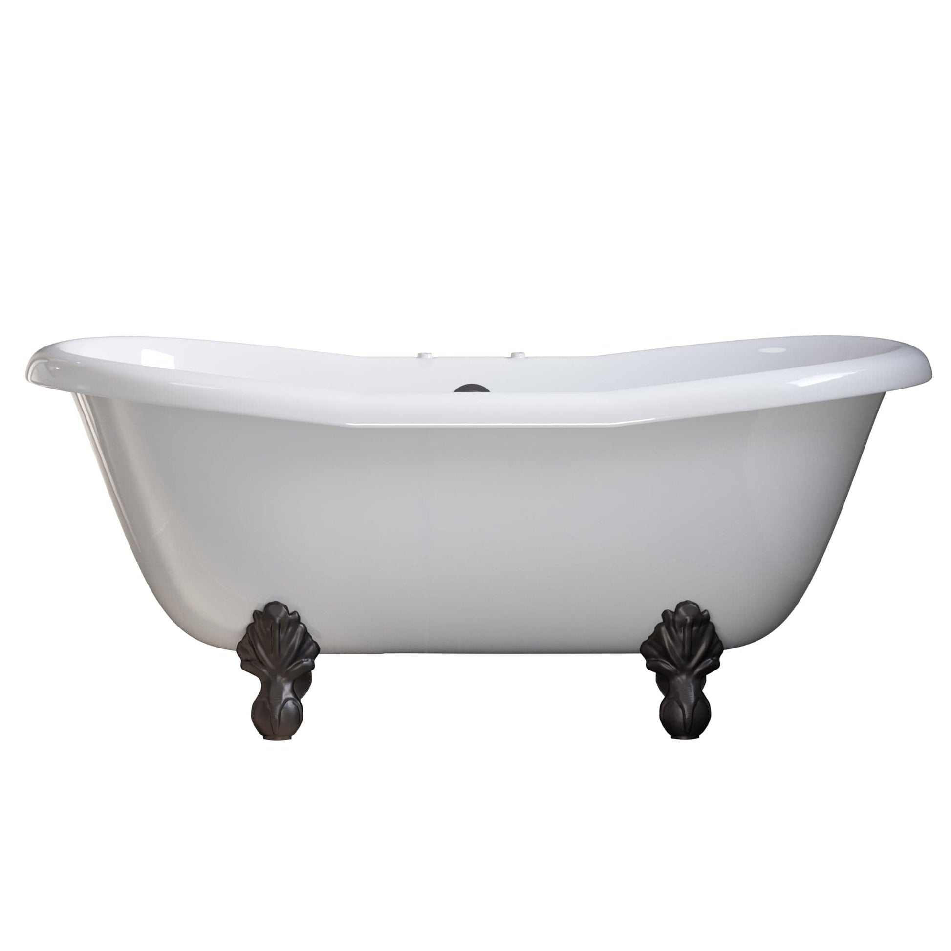 Cambridge Plumbing USA-ADES-DH-ORB USA Quality 68" Clawfoot Double Slipper Tub with Deck Mount Faucet Holes and Oil Rubbed Bronze Feet (USA-ADES-DH-ORB)