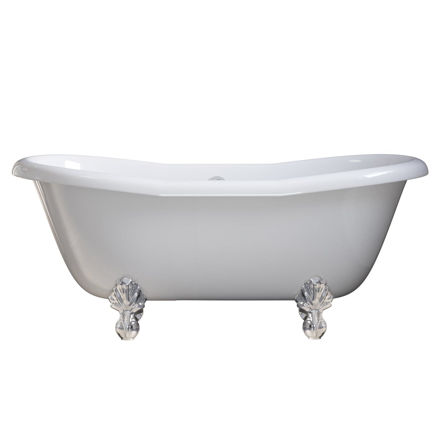 Cambridge Plumbing USA-ADES-NH-CP USA Quality 68" Clawfoot Double Slipper Tub with Contiuous Rim and Polished Chrome Feet (USA-ADES-NH-CP)