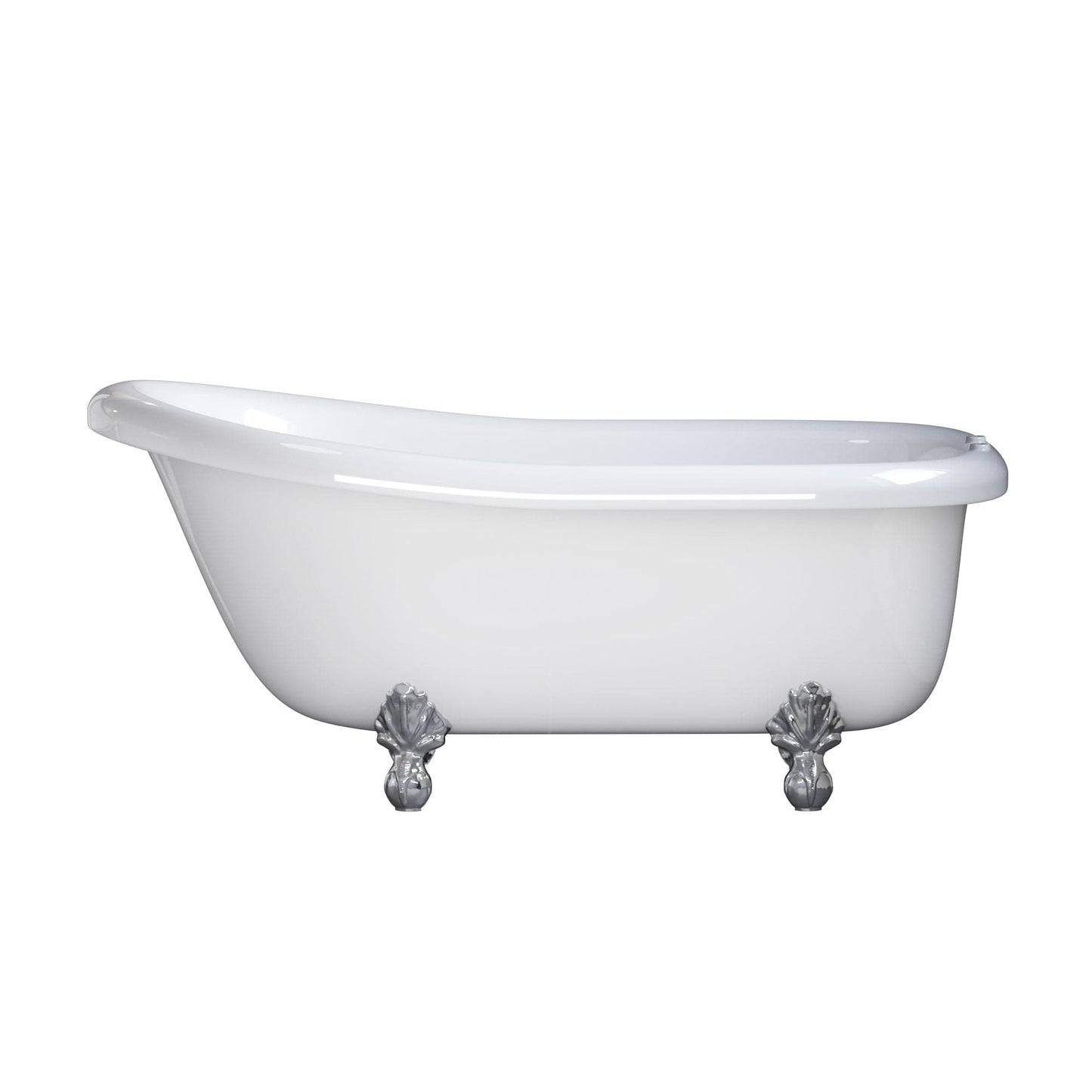 Cambridge Plumbing USA-AST60-DH-CP USA Quality 60" Clawfoot Slipper Tub with Deck Mount Faucet Holes and Polished Chrome Feet (USA-AST60-DH-CP)